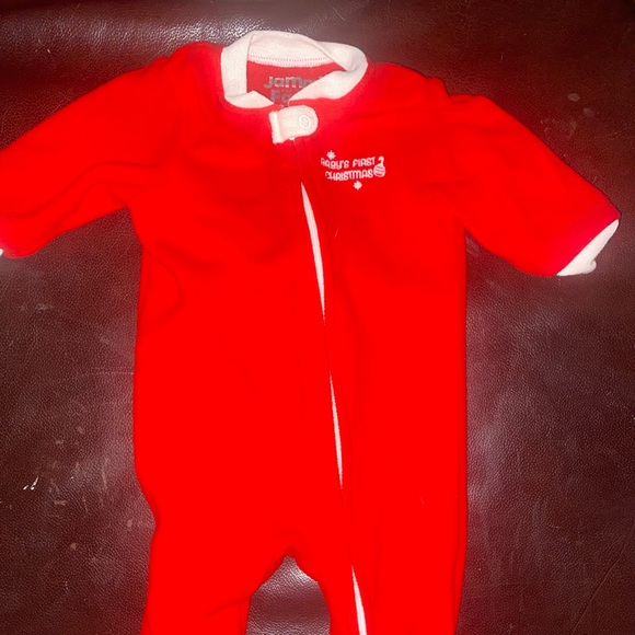 Like new Babies First Christmas red fleece sleeper - Picture 5 of 5